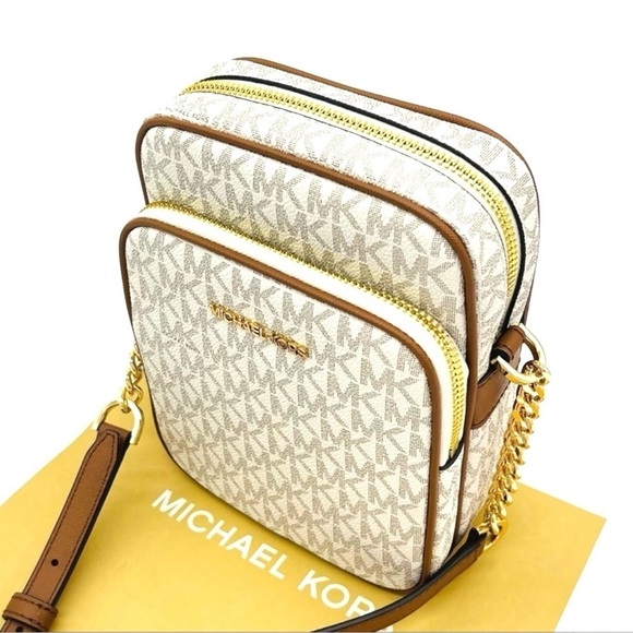Michael Kors Medium NS Chain XBody Bag Vanilla/Brown - Picture 5 of 12